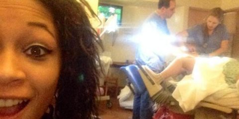 What are friends for right? No better time for a selfie than when your best friend is giving birth. #selfiefail