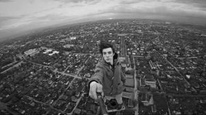 Ervin Punkar climbs to great heights to take captivating selfies. Here, he stands on the top of the highest tower in Tartu, Estonia, at sunrise.